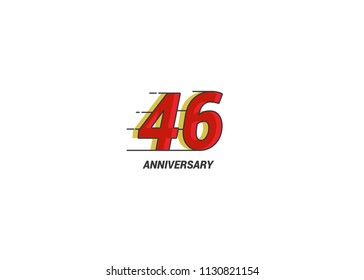 46 Years Anniversary Logotype with red flat colored font for company celebration event, birthday