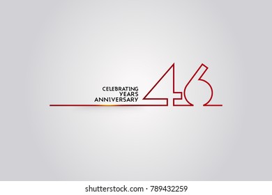46 Years Anniversary logotype with red colored font numbers made of one connected line, isolated on white background for company celebration event, birthday