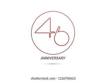 46 Years Anniversary logotype with rounded and simple red colored font numbers isolated on white background for company celebration event, birthday