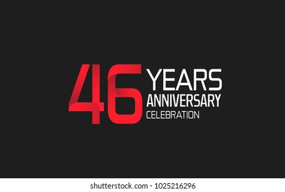 46 years anniversary logotype simple design with red and white color isolated on black background