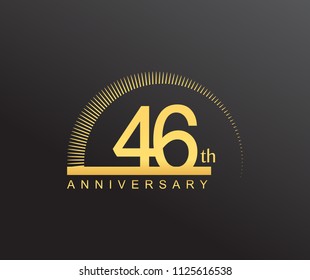 46 years anniversary logotype with single line golden color and golden ring for anniversary celebration