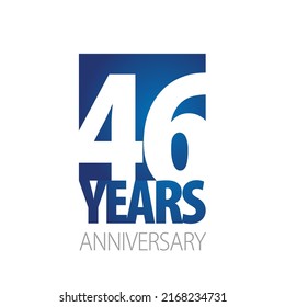 46 Years Anniversary negative space numbers blue white logo icon banner
