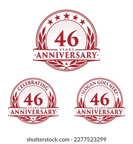 46 Jahre Jubiläum. 46. Kollektion des Feierlichen Logos. Vektorgrafik und Illustration. 
