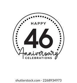 46 years anniversary. Anniversary template design concept, monochrome, design for event, invitation card, greeting card, banner, poster, flyer, book cover and print. Vector Eps10