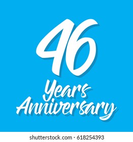 46 years anniversary, text design. Vector calligraphy. Typography poster. Usable as background.
