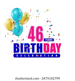46 years birthday 3d vector template design illustration