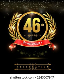 46 years celebration anniversary logo vector isolated on black background