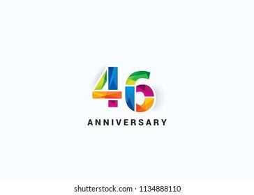 46 Years colorful Anniversary design with Low Poly style font number isolated on white background.