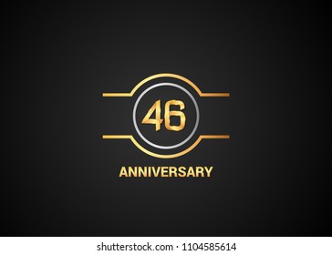 46 years golden anniversary with silver circle isolated on black background for celebration event