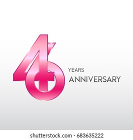 46 years pink anniversary. with overlapping number. for business, corporate, wedding, love, valentine logo celebration