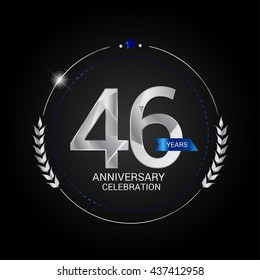 46 Years Silver anniversary logo, low poly design number