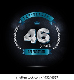 46 Years Silver anniversary logo, low poly design number