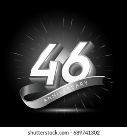 46 years silver anniversary logo celebration with firework and ribbon