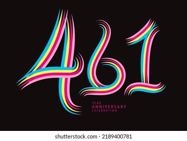 461 number design vector, graphic t shirt, 461 years anniversary celebration logotype colorful line,461th birthday logo, Banner template, logo number elements for invitation card, poster, t-shirt.