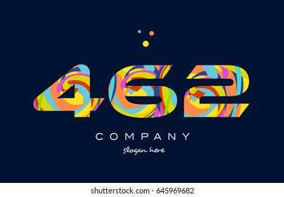 462 number digit numeral logo colored colorful rainbow acrylic modern creative vector icon design template