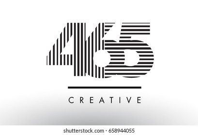 465 Black and White Number Logo Design with Vertical and Horizontal Lines.