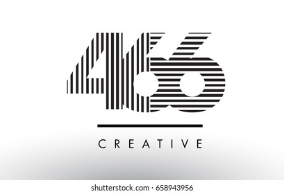 466 Black and White Number Logo Design with Vertical and Horizontal Lines.