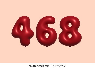 468 globo 3d con representación 3d de globo metálico realista. Globos 3D de helio rojo para la venta decoración Fiesta Cumpleaños, Celebración de Aniversario, Fiesta de la Boda. Ilustración del vector
