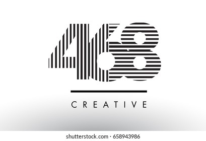 468 Black and White Number Logo Design with Vertical and Horizontal Lines.