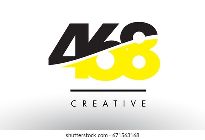 468 Black and Yellow Number Logo Design cut in half.