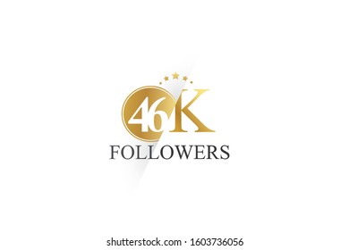 46K, 46.000 Followers Thank you simple design isolated on white background for social media, internet, website - Vector