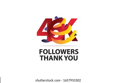 46k, 46.000 Followers Thank you logo  Sign Ribbon Gold space Red and Blue, Yellow number vector illustration for social media, internet - vector