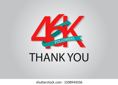 46k 46.000 Thank you anniversary Red logo with Tosca ribbon. For Social Medias - Vector