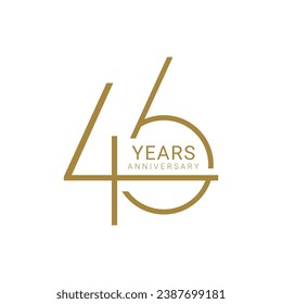 46th, 46 Years Anniversary Logo, number, Golden Color, Vector Template Design element for birthday, invitation, wedding, jubilee and greeting card illustration.