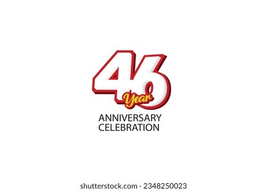 46th, 46 years, 46 year anniversary minimalist logo, jubilee, greeting card. Birthday invitation, sign. Red space vector illustration on white background - Vector