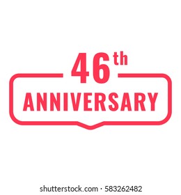 46th anniversary. Badge icon, logo. Flat vector illustration on white background. Can be used for birthday, wedding or company event.