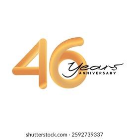 46th anniversary Celebration, anniversary design with number in calligraphy style. Flat vector Illustrations.