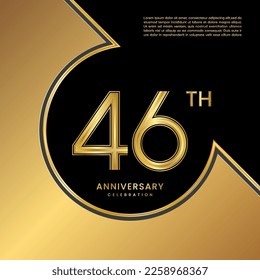 46th Anniversary Celebration. Logo design with gold color numbers for an anniversary celebration event. Logo Vector Templates