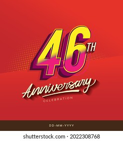 46th anniversary celebration logotype colorful design isolated with red background and modern design.