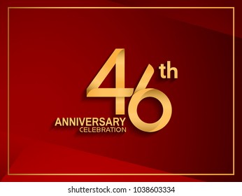 46th anniversary celebration logotype golden color isolated on red color 