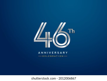 46th anniversary celebration logotype with linked number silver color isolated on blue color. vector anniversary for celebration, invitation card, and greeting card