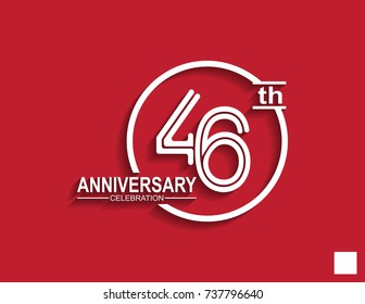 46th anniversary celebration logotype with linked number in circle isolated on red background