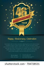 46th Anniversary celebration template design , 46 year anniversary design of elements, dark green or Turquoise blue background - vector illustration
