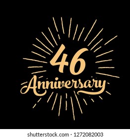 46th Anniversary fireworks and celebration background - stock vector - Vector