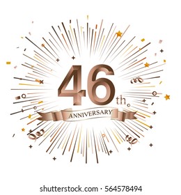46th Anniversary greeting Card with Starburst. Vector illustration.