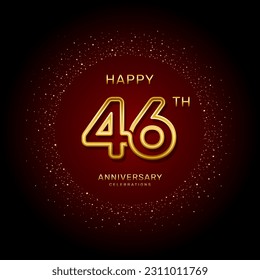 Diseño del logotipo del 46º aniversario con un concepto de doble línea en color dorado, logotipo vectorial ilustración de la plantilla