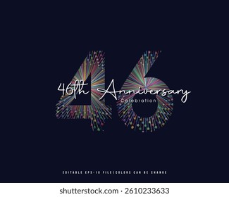 46th Anniversary Logo Design, Editable Vector Template.