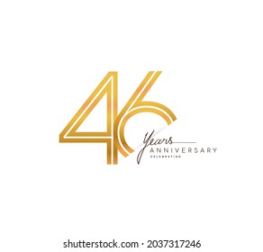 46th anniversary logo golden colored with linked number isolated on white background, vector design for greeting card and invitation card.