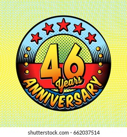 46th anniversary logo. Vector and illustrations. Comics anniversary logo.
