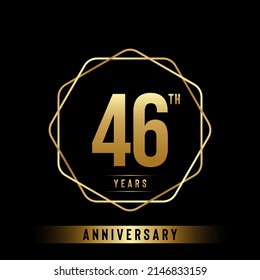 46th anniversary logotype. Anniversary celebration template design with golden ring for booklet, leaflet, magazine, brochure poster, banner, web, invitation or greeting card. Vector illustrations.