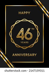 46th anniversary logotype. Anniversary celebration template design with golden ring for booklet, leaflet, magazine, brochure poster, banner, web, invitation or greeting card. Vector illustrations.