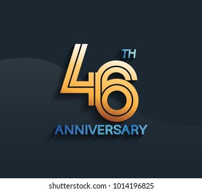 46th anniversary logotype with multiple line golden color isolated on dark blue background for celebration