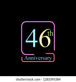 46th anniversary number with neon text effect