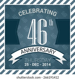 46th Anniversary poster / stamp/ template design in retro style - Vector Background
