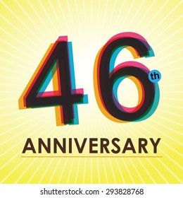 46th Anniversary poster / template design in retro style - Vector Background