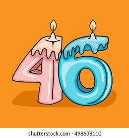 46th  Birthday Candle Number .Vector design template elements for your birthday celebration.